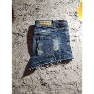 Dark Ripped Jean Shorts